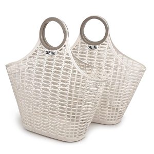 SEIRI Set of two Retro Jelly Tote Baggage for Seashore, Pool, Gardening, Picnics, Laundry, and Groceries