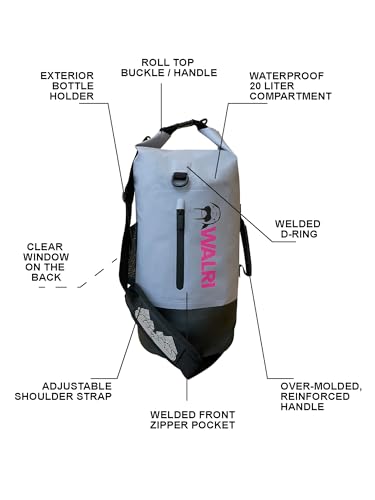 WALRI 20L Waterproof Daypack for Sports activities, Browsing, Outside Actions, and Grime - Gray