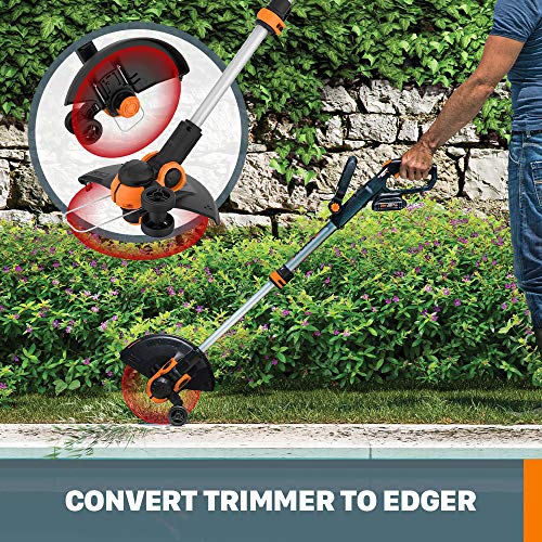 Worx 20V Cordless GT3.0 String Trimmer and Edger - 12” Weed Trimmer with 2 Batteries and Charger (Mannequin WG163)